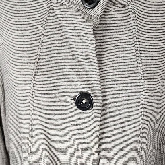 Cut Loose Gray Stripe Cotton Blend Button Front Lagenlook Coat - Picture 2 of 9